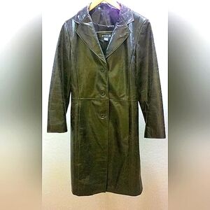 Vakko - Chocolate Leather Midi Coat Small
